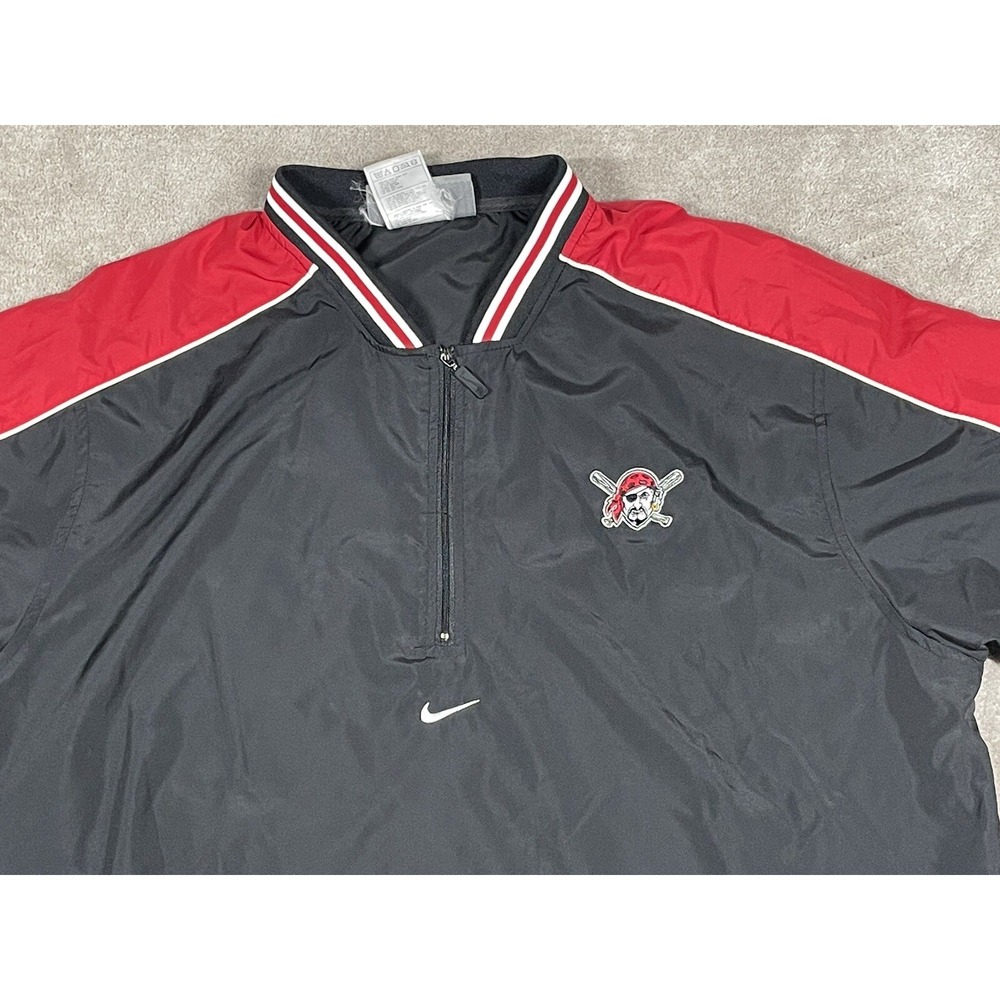 Vintage Nike Team MLB Pittsburgh Pirates Quarter Zip Windbreaker Jacket Black XL